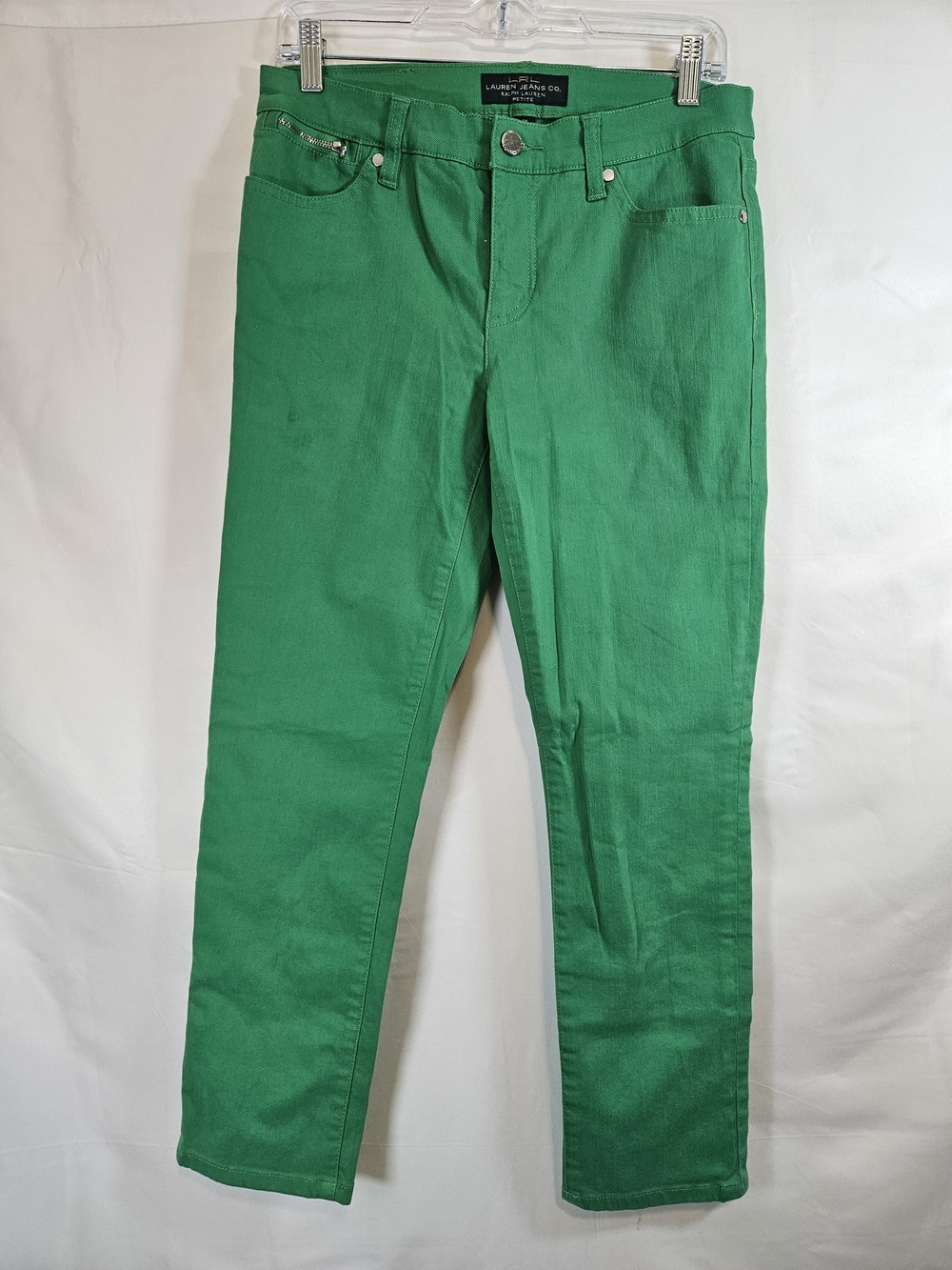 Lauren Ralph Lauren Bright Green Straight-Leg Jeans Mid-Rise Colorful Casual